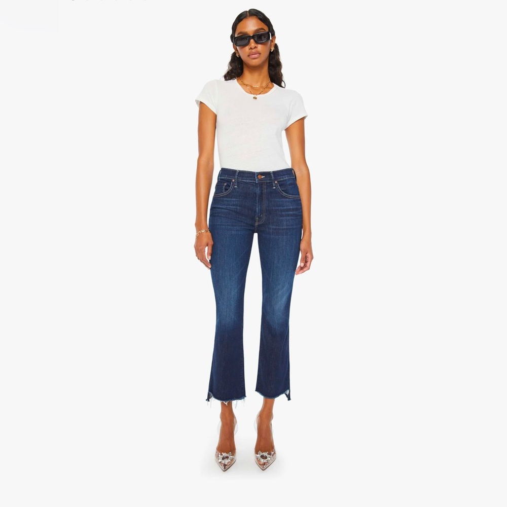 Mother Denim insider step fray dark wash jeans. Size US 12 mother size 33
